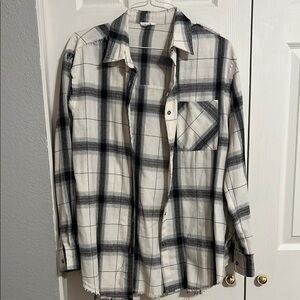 LA MIEL Black and White Button Down Shirt Casual Top